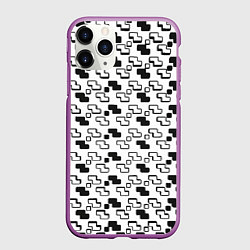 Чехол iPhone 11 Pro матовый Чёрно-белые фигуры на белом фоне, цвет: 3D-фиолетовый