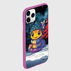 Чехол iPhone 11 Pro матовый Новогодняя змейка 2025 год, цвет: 3D-фиолетовый — фото 2