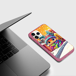 Чехол iPhone 11 Pro матовый Змейка новогоднее настроение 2025, цвет: 3D-малиновый — фото 2