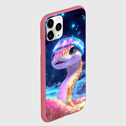 Чехол iPhone 11 Pro матовый Змея в новогоднем освещении, цвет: 3D-малиновый — фото 2