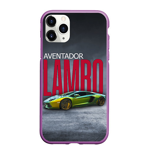 Чехол iPhone 11 Pro матовый Итальянский гиперкар Lambo Aventador / 3D-Фиолетовый – фото 1