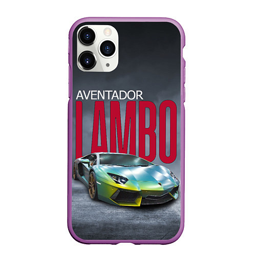 Чехол iPhone 11 Pro матовый Итальянский суперкар Lambo Aventador / 3D-Фиолетовый – фото 1