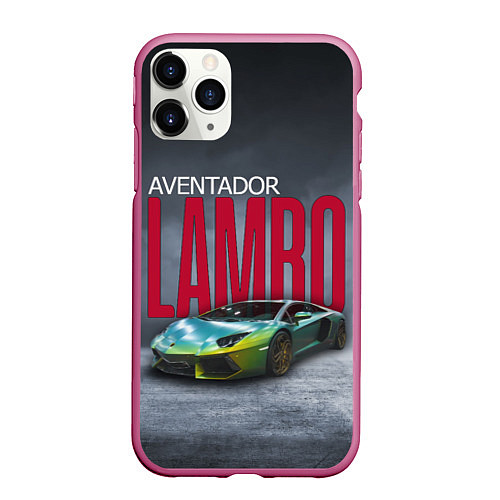 Чехол iPhone 11 Pro матовый Lamborghini Aventador / 3D-Малиновый – фото 1