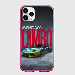 Чехол iPhone 11 Pro матовый Lamborghini Aventador, цвет: 3D-малиновый