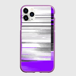 Чехол iPhone 11 Pro матовый Чёрные вертикальные полосы на фиолетово-белом фоне, цвет: 3D-фиолетовый