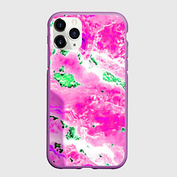 Чехол iPhone 11 Pro матовый Розово-зелёная абстракция, цвет: 3D-фиолетовый