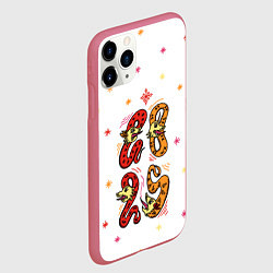 Чехол iPhone 11 Pro матовый 2025 змея из русского лубка, цвет: 3D-малиновый — фото 2