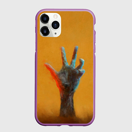 Чехол iPhone 11 Pro матовый Рука зомби / 3D-Фиолетовый – фото 1