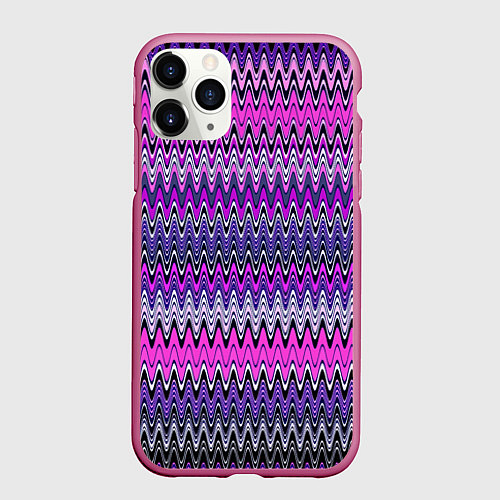 Чехол iPhone 11 Pro матовый Сиренево-розовый узоры / 3D-Малиновый – фото 1