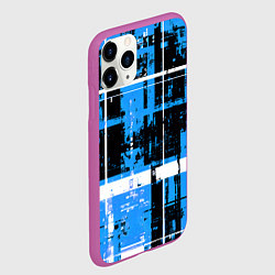 Чехол iPhone 11 Pro матовый Сине-белый гранж на чёрном фоне, цвет: 3D-фиолетовый — фото 2