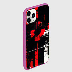 Чехол iPhone 11 Pro матовый Красно-белый гранж на чёрном фоне, цвет: 3D-фиолетовый — фото 2