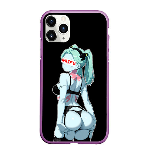 Чехол iPhone 11 Pro матовый Rebecca waifu - Cyberpunk / 3D-Фиолетовый – фото 1