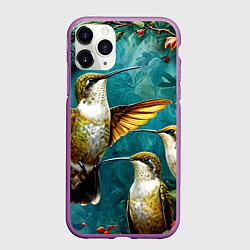 Чехол iPhone 11 Pro матовый Три птички колибри