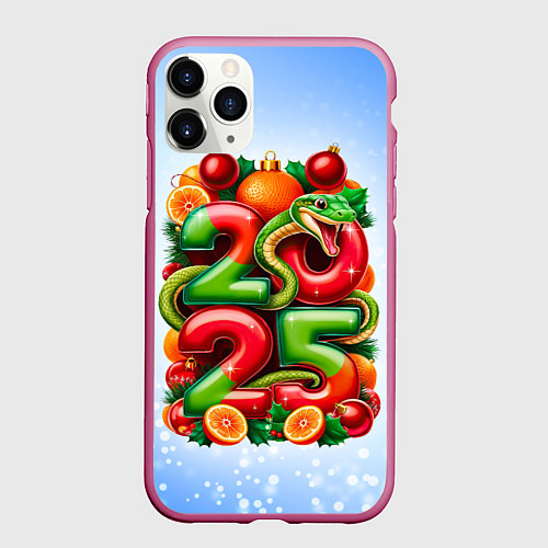 Чехол iPhone 11 Pro матовый Змеи к нам приходят 2025 / 3D-Малиновый – фото 1