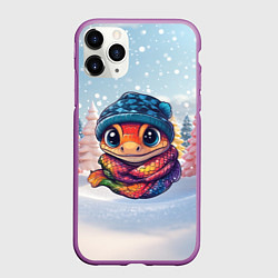 Чехол iPhone 11 Pro матовый Маленькая милая змейка 2025, цвет: 3D-фиолетовый