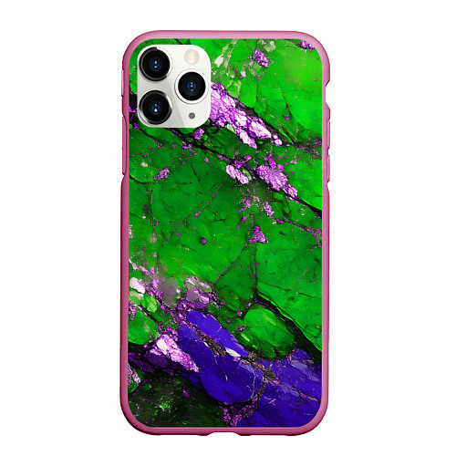 Чехол iPhone 11 Pro матовый A purple mineral in a green stone / 3D-Малиновый – фото 1