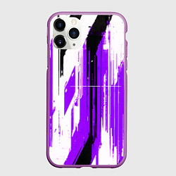 Чехол iPhone 11 Pro матовый Вертикальные чёрно-белые линии на фиолетовом фоне, цвет: 3D-фиолетовый