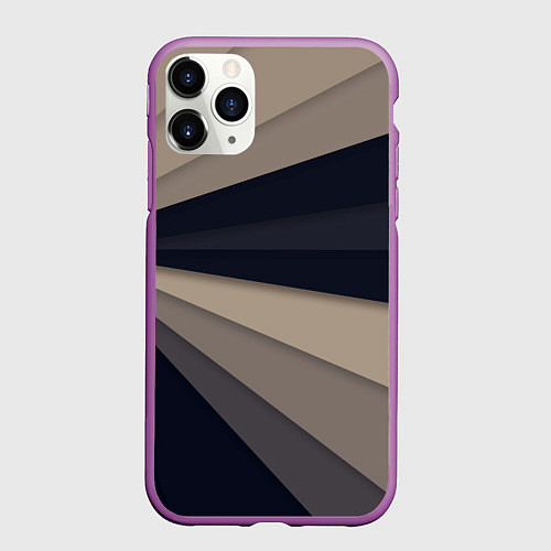 Чехол iPhone 11 Pro матовый Фрактальные линии / 3D-Фиолетовый – фото 1