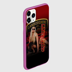Чехол iPhone 11 Pro матовый Девушка и Lamborghini, цвет: 3D-фиолетовый — фото 2