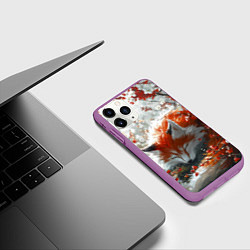 Чехол iPhone 11 Pro матовый Милая лисичка в лесу, цвет: 3D-фиолетовый — фото 2