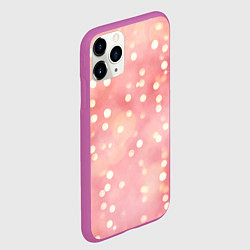Чехол iPhone 11 Pro матовый Сияние праздничных огоньков на розовом фоне, цвет: 3D-фиолетовый — фото 2