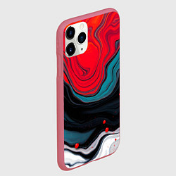 Чехол iPhone 11 Pro матовый Абстракция эбру, цвет: 3D-малиновый — фото 2