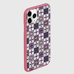 Чехол iPhone 11 Pro матовый Серый сиреневый геометрический узор пэчворк, цвет: 3D-малиновый — фото 2