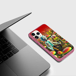 Чехол iPhone 11 Pro матовый Рик и Морти заблудились в мухоморном поле, цвет: 3D-малиновый — фото 2