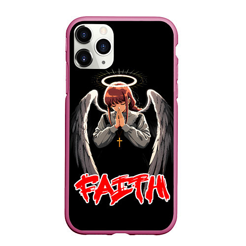 Чехол iPhone 11 Pro матовый Makima faith - Chainsaw man / 3D-Малиновый – фото 1