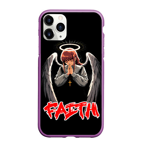 Чехол iPhone 11 Pro матовый Makima faith - Chainsaw man / 3D-Фиолетовый – фото 1