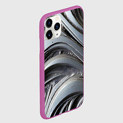 Чехол iPhone 11 Pro матовый Полированный серебряный металл, цвет: 3D-фиолетовый — фото 2