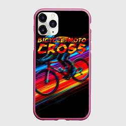 Чехол iPhone 11 Pro матовый Bicycle moto cross, цвет: 3D-малиновый