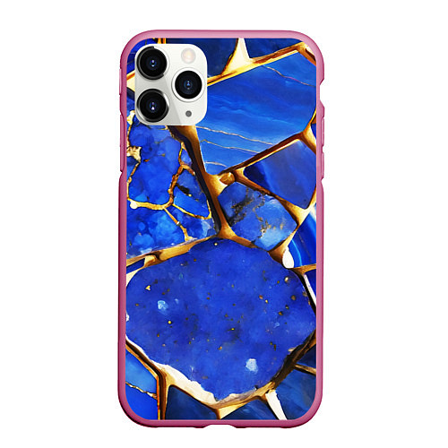 Чехол iPhone 11 Pro матовый A gold mineral in a blue stone / 3D-Малиновый – фото 1