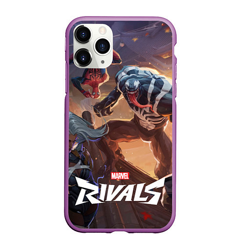 Чехол iPhone 11 Pro матовый Персонажи Marvel rivals / 3D-Фиолетовый – фото 1