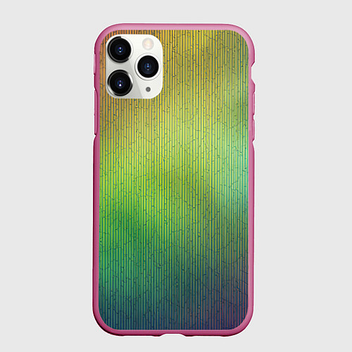 Чехол iPhone 11 Pro матовый Цветной металл с градиентом / 3D-Малиновый – фото 1