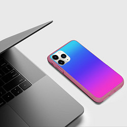 Чехол iPhone 11 Pro матовый Градиент закат сине-розовый, цвет: 3D-малиновый — фото 2