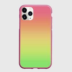 Чехол iPhone 11 Pro матовый Градиент заря розово-зелёный, цвет: 3D-малиновый