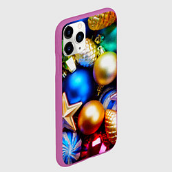 Чехол iPhone 11 Pro матовый Новогодние украшения, цвет: 3D-фиолетовый — фото 2