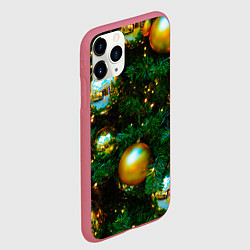 Чехол iPhone 11 Pro матовый Новогодние украшения на ветках, цвет: 3D-малиновый — фото 2