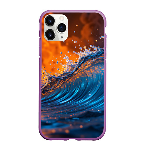 Чехол iPhone 11 Pro матовый Волна и огонь / 3D-Фиолетовый – фото 1