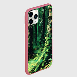 Чехол iPhone 11 Pro матовый Зелёный летний лес, цвет: 3D-малиновый — фото 2