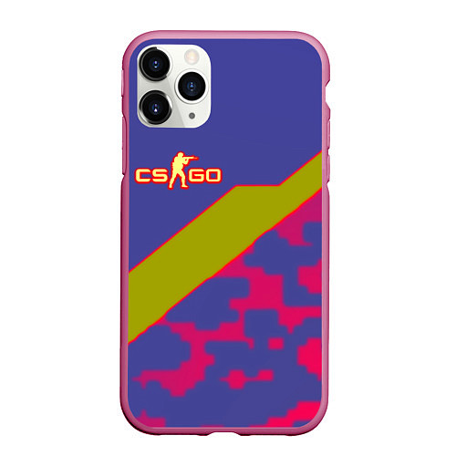 Чехол iPhone 11 Pro матовый Counter strike camo line / 3D-Малиновый – фото 1