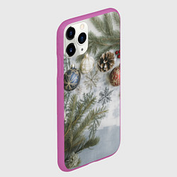 Чехол iPhone 11 Pro матовый Новогодние ветки, цвет: 3D-фиолетовый — фото 2