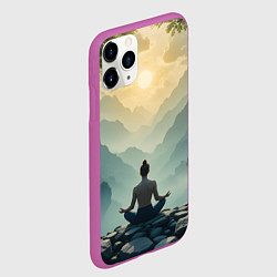 Чехол iPhone 11 Pro матовый Медитация на рассвете, цвет: 3D-фиолетовый — фото 2