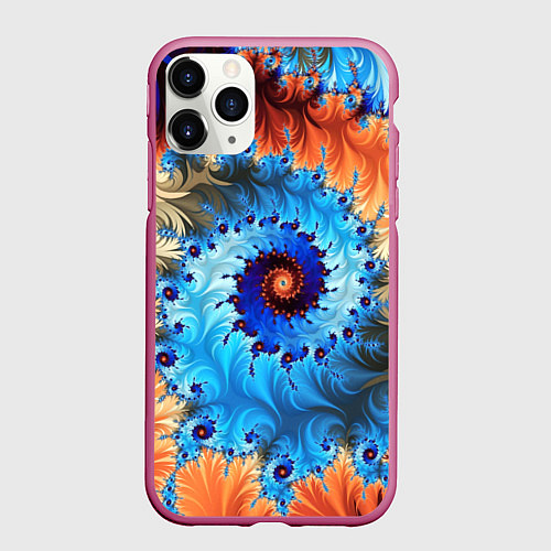 Чехол iPhone 11 Pro матовый Оптические узоры текстура / 3D-Малиновый – фото 1