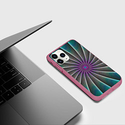 Чехол iPhone 11 Pro матовый Оптический узор неоновый, цвет: 3D-малиновый — фото 2