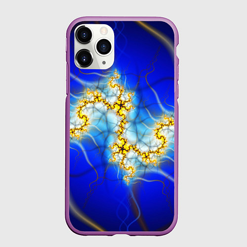 Чехол iPhone 11 Pro матовый Фрактальный узор мерцание / 3D-Фиолетовый – фото 1