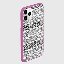 Чехол iPhone 11 Pro матовый Полосатый узор с черно белым тигровым рисунком, цвет: 3D-фиолетовый — фото 2