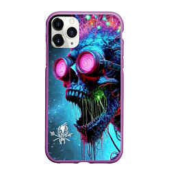 Чехол iPhone 11 Pro матовый Metallica - crazy skeleton with headphones