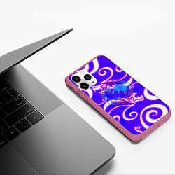 Чехол iPhone 11 Pro матовый The Witcher dragon neno, цвет: 3D-малиновый — фото 2